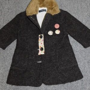JEAN BOURGET wool fur button down coat kids 174 12 mo